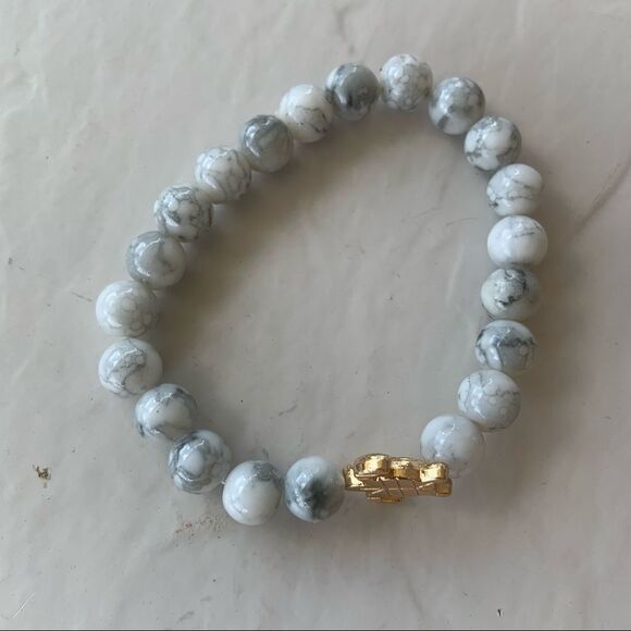 𝅺Aqua/Gray/White/Gold Boho Bracelets Set of 4 - Picture 5 of 12